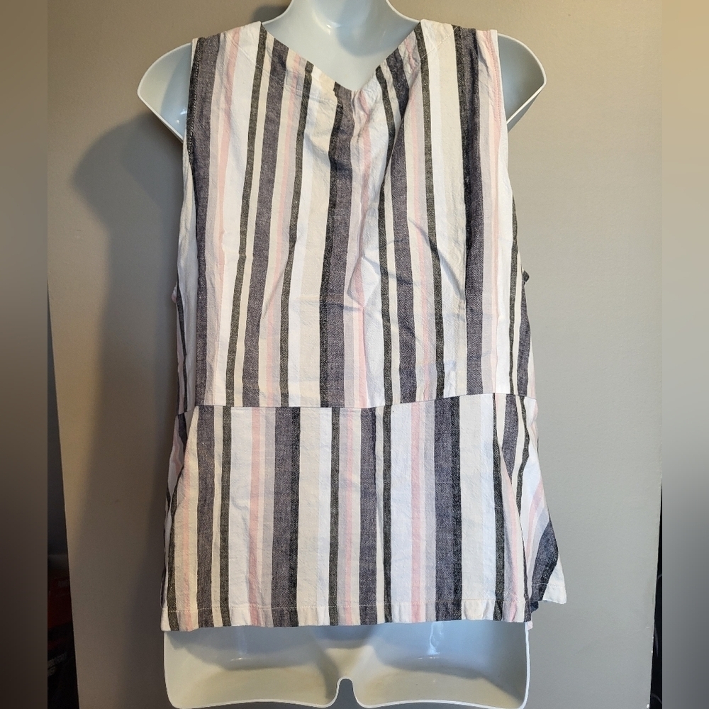 Ricki's Pink and Gray Striped Wrap Blouse, Size XL - Picture 3 of 5